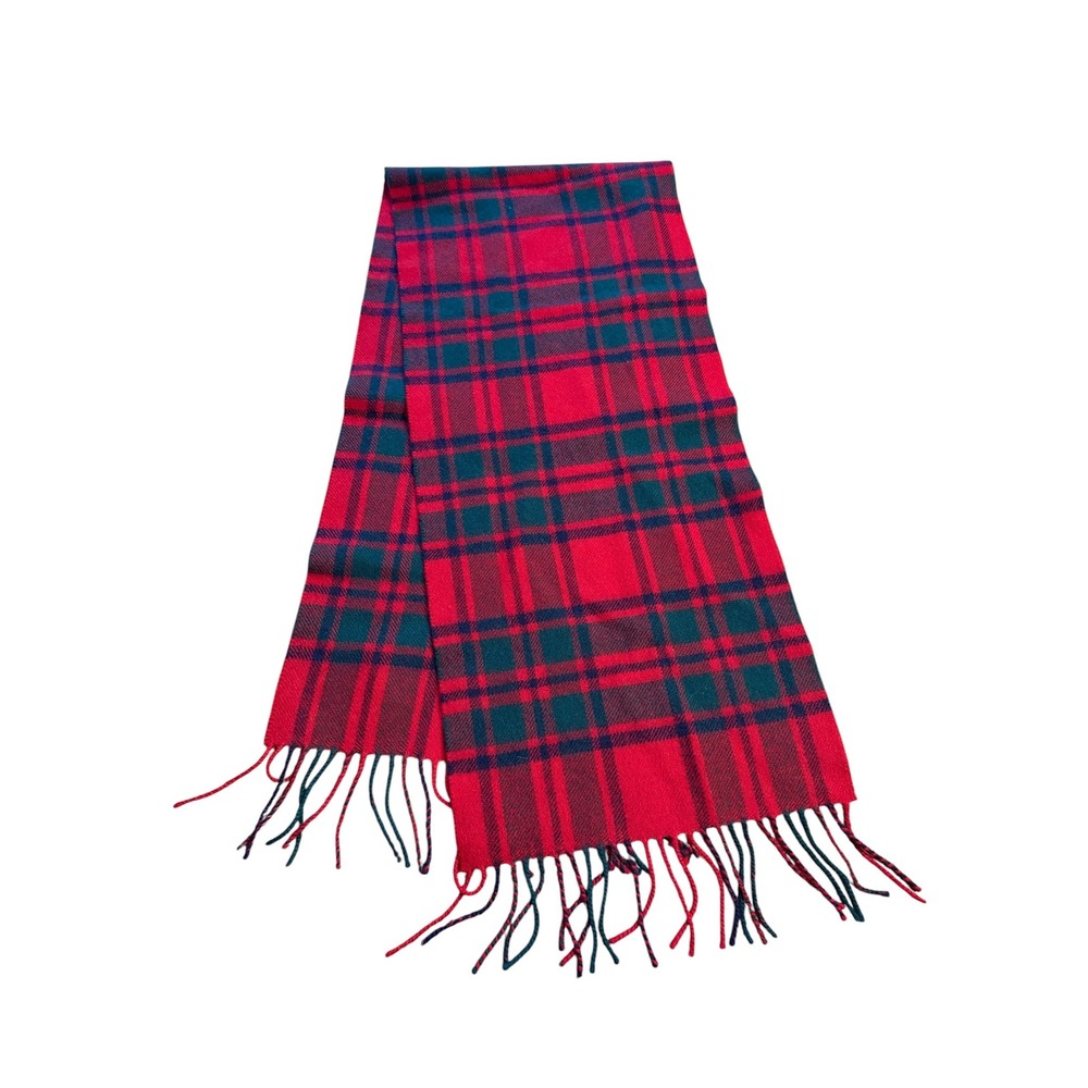 Highlander Collection Lochcarron Scotland 100% Lambswool Scarf Red Plaid Tartan